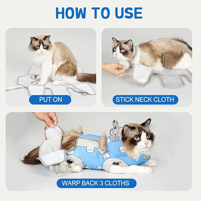 Supet Cat Grooming Hammock Harness for Nail Trimming, Cat Grooming Hanging Sling for Nail Clipping, Pet Restraint Holder for Cutting Nails, Medicine, Ear & Teeth Cleaning, Eye Care (BlueCat M)