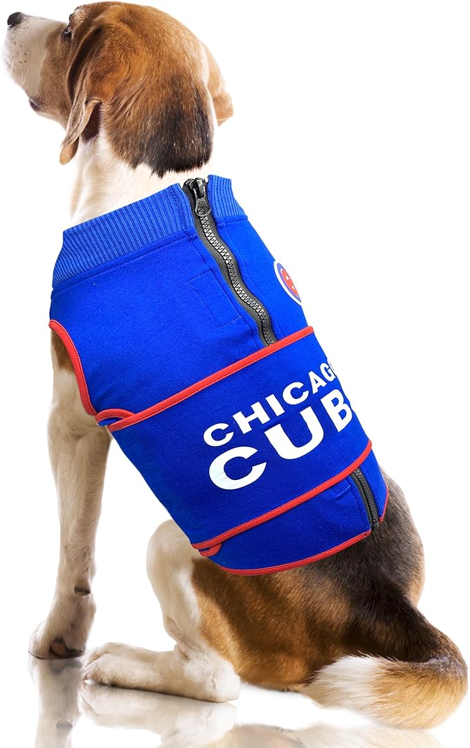 MLB Chicago Cubs Dog Anxiety Shirt Calming Soothing Vest, for Dogs & Cats with Anxiety, Fears, Fireworks, Loud Noises, Dark, Lonely Keeps Dogs Calm and Feeling Safe, Relaxing Jacket, Medium