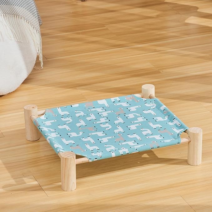 Raised Cat Bed - Wooden Dog Elevated Indoor Outdoor Bed, Cat and Dog Hammock Cot, Removable Sleeping Furniture for Home Living Room Apartment Dorm Outdoor Patio Balcony Porch Corner