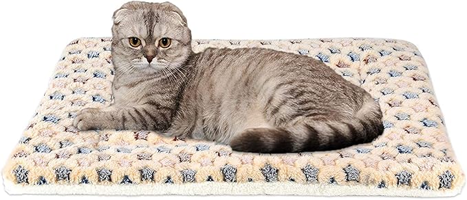 FJWYSANGU Pet Blanket Premium Fluffy Flannel Cushion Soft and Warm Mat for Dogs Cats(Star/Yellow,Small)