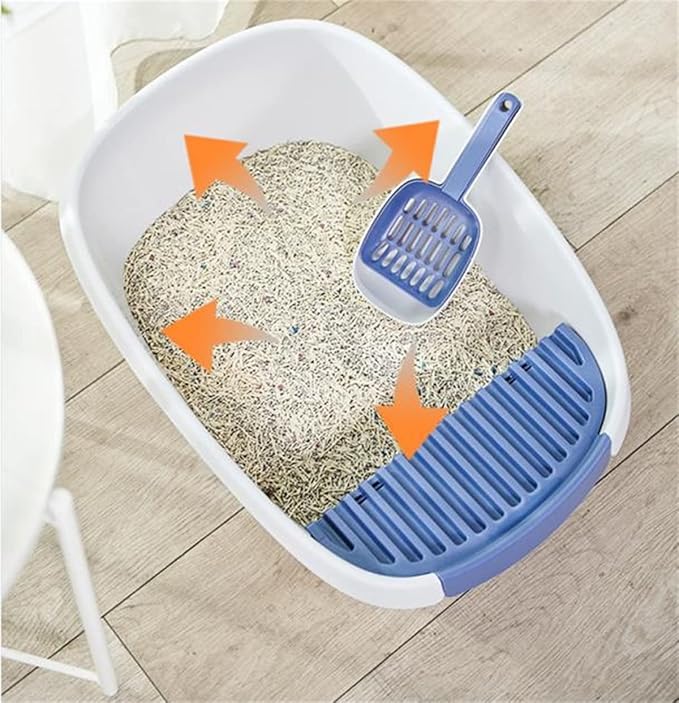 Open Cat Litter Box Large Litter Pan for Cats High Sided Kitten Litter Box with Cat Litter Scoop Removable Pedal Type Cat Toilet Pet Supplies Easy to Clean