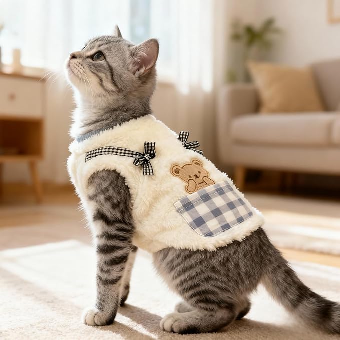 Cute Cat Clothes Kitten Sweater Dog Puppy Clothes Pet Apparel Bear Pattern Sleeveless Vest Outfit