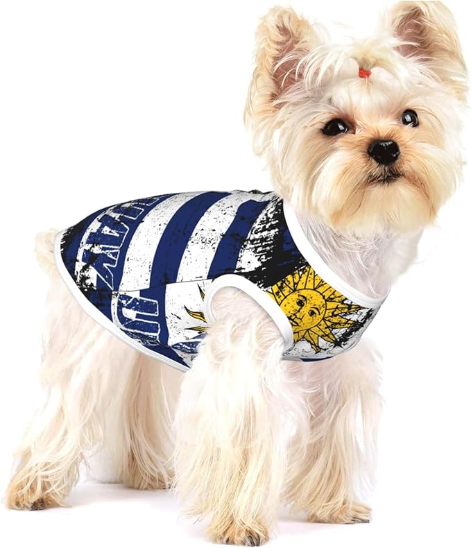 Vintage Uruguay Flag Uruguayan Pride Dog Shirts Sleeveless Puppy Cotton T-Shirts Breathable Dog Clothes Pet Apparel Tank Top Pullover Doggy Cozy Canine Wear for Small Dogs Cats Red Medium