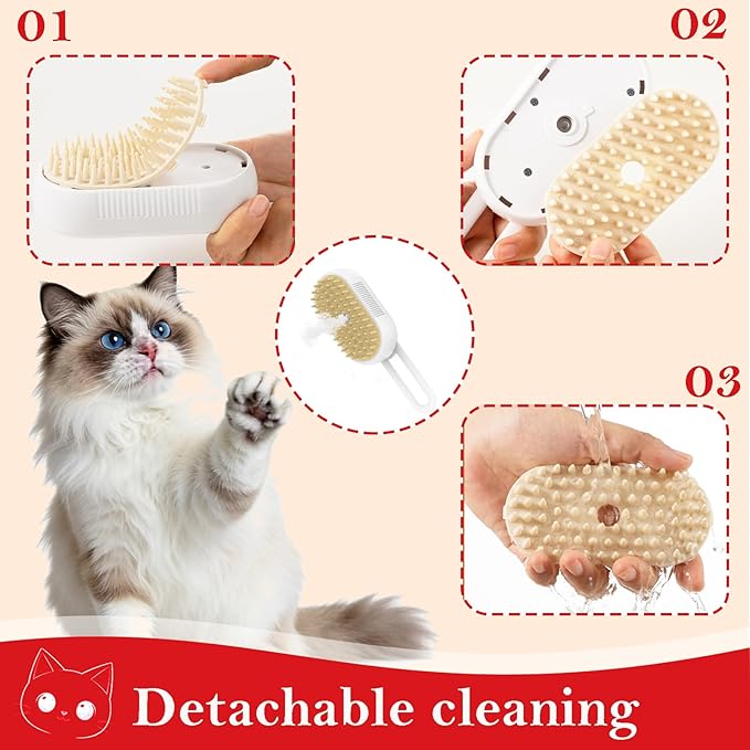 Pet Cold Mist Grooming Brush - Self-Cleaning Deshedding Tool for Dogs & Cats | Spritz Function, USB Rechargeable, Slicker Comb for Long/Short Hair (White)