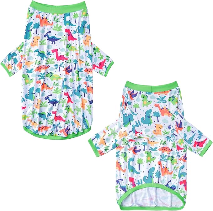 Dog Sleeveless T Shirt Colorful Dinosaur Prints Pet Vest Shirt Soft Stretchy Summer Clothes for Medium Dogs Boys Girls Clothes (Medium,Dinosaur)
