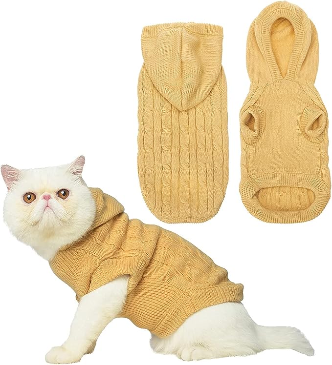 PUPTECK Winter Dog Cat Sweater Coat - Soft Cold Weather Clothes Knitwear for Kitties & Small Dogs Indoor Outdoor Walking Warm, Knitted Classic for Doggies Kitties Girls Boys, Cream S