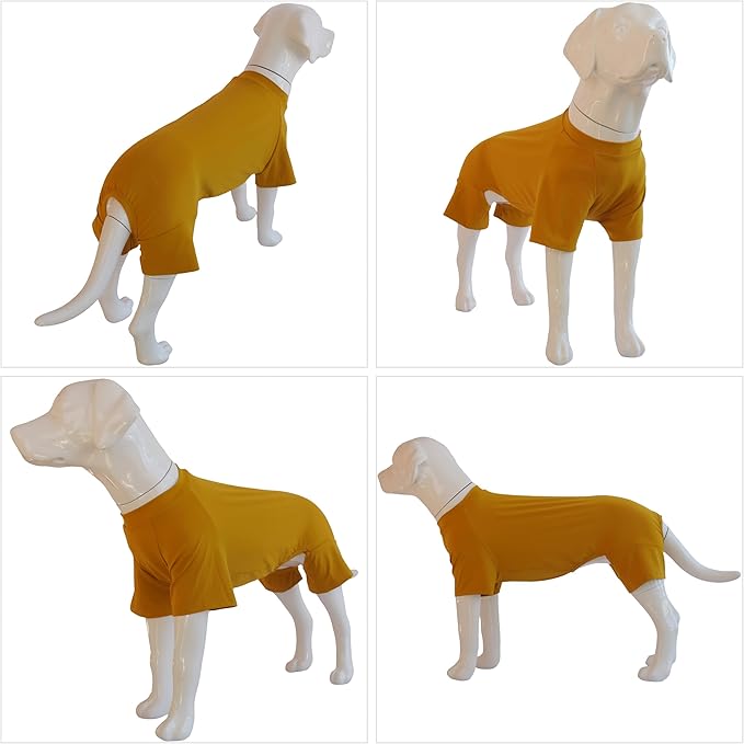 Lovelonglong Dog Full Bodysuit – Stretchy Yoga Fabric 4-Leg Dog Pajamas, Breathable & Lightweight Dog Onesie for Indoor & Outdoor, Shedding Control & Travel Wear