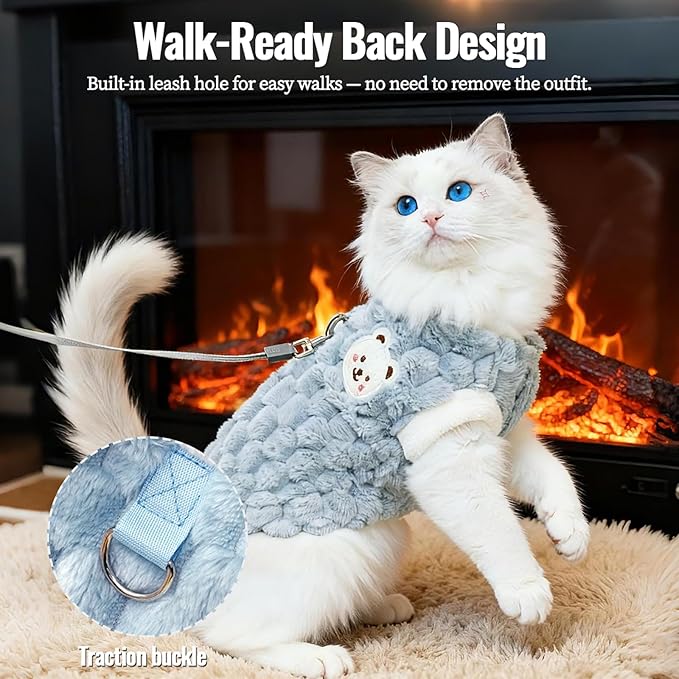 Dog Sweater for Small Dogs Puppy Cats Winter Warm Soft Pet Clothes Pullover Cute Extra Small Dog Apparel, Cat Sweaters for Cats Only Fit Chihuahua Yorkie(Blue, M)