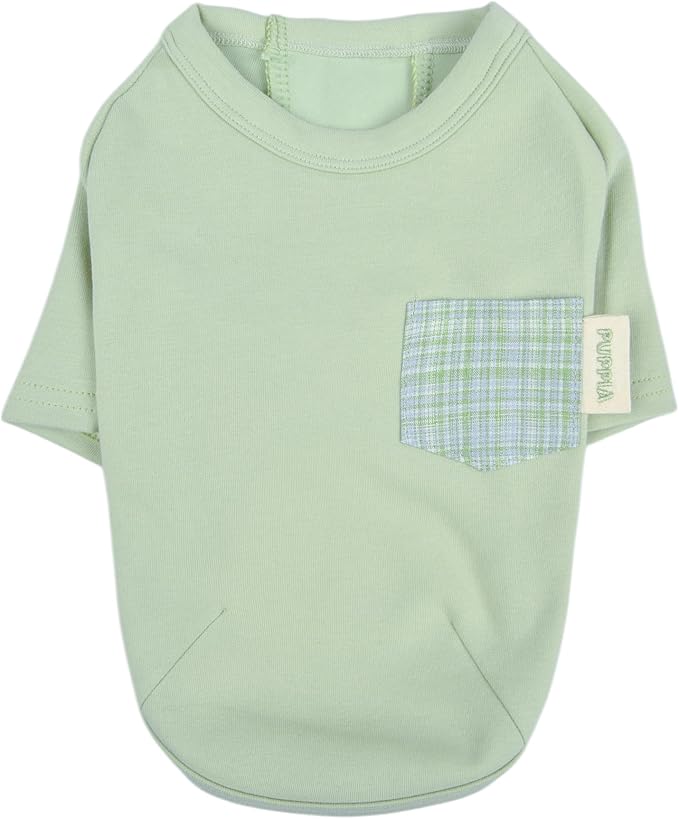 Puppia Eco Pocket T-Shrit Eco-Friendly Made from Recycled Polyester Fabric for Small and Medium Dogs, Green, Medium