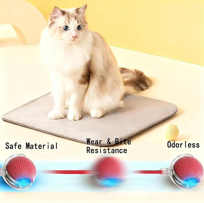 Interactive Cat Toy Ball for Indoor Cats, Automatic Moving Cat Ball with String Tail, 3 Interaction Modes Smart Rolling Pet Toy, Type-C Rechargeable Silent Kitten Toy for Boredom & Exercise