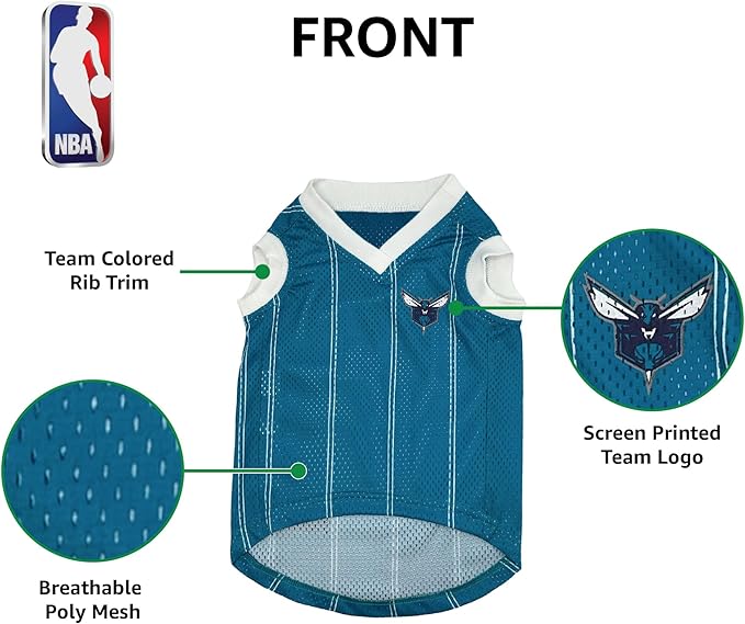 Pets First NBA Charlotte Hornets Dog Jersey, Large - Tank Top Basketball Pet Jersey