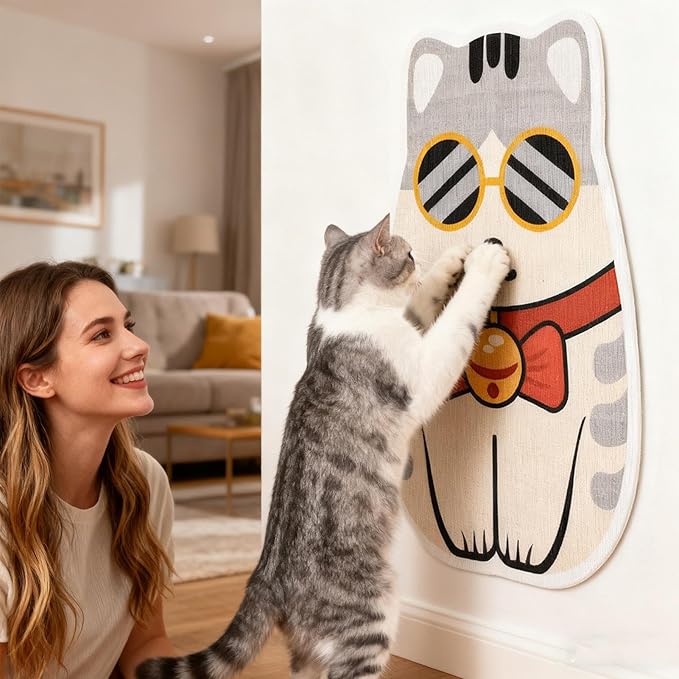 Corner Cat Scratcher | Self-Adhesive Scratching Furniture Protector,Funny Cat Scratch Wall Pad,for Climbing Indoor Pet Couch Bed Carpet Door Floor Home Decor Protection