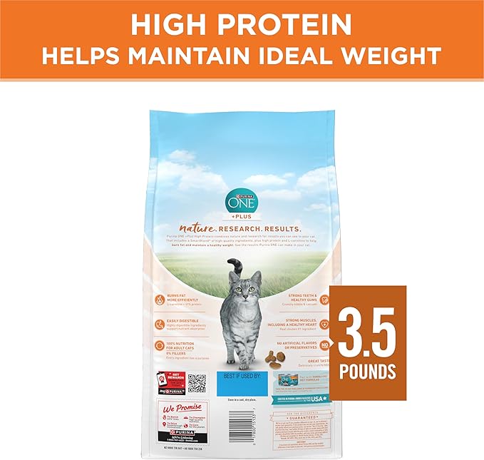 Purina ONE High Protein, Healthy Weight Plus Ideal Weight With Chicken Dry Cat Food - 3.5 lb. Bag