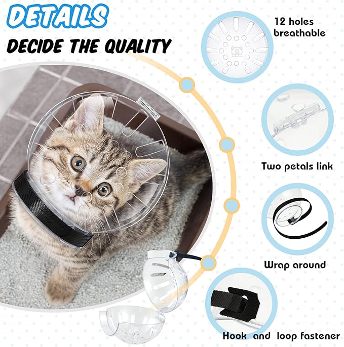8 Pcs Cat Muzzle Set with Adjustable Cat Bathing Bag Breathable Clear Muzzle Pet Grooming Brush Tick Remover Tool Nail Clipper Nail File for Dog, Bunny Cleaning Trimming(L Size,Blue)