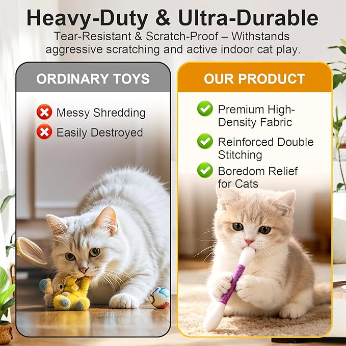 6 Pk Cotton Swab Cat Toy with Catnip, Giant Cat Qtip Toy Chew Sticks for Indoor Boredom, Big Interactive Felt Kitty Kicker Play Lover Gift Accessories1 (Mixed)