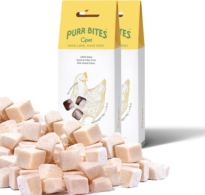 OPET Freeze Dried Cat & Dog Treats, Single Ingredient Chicken Bites for Cats & Dogs, High Protein Pet Training Treats (3.52 oz, Chicken)