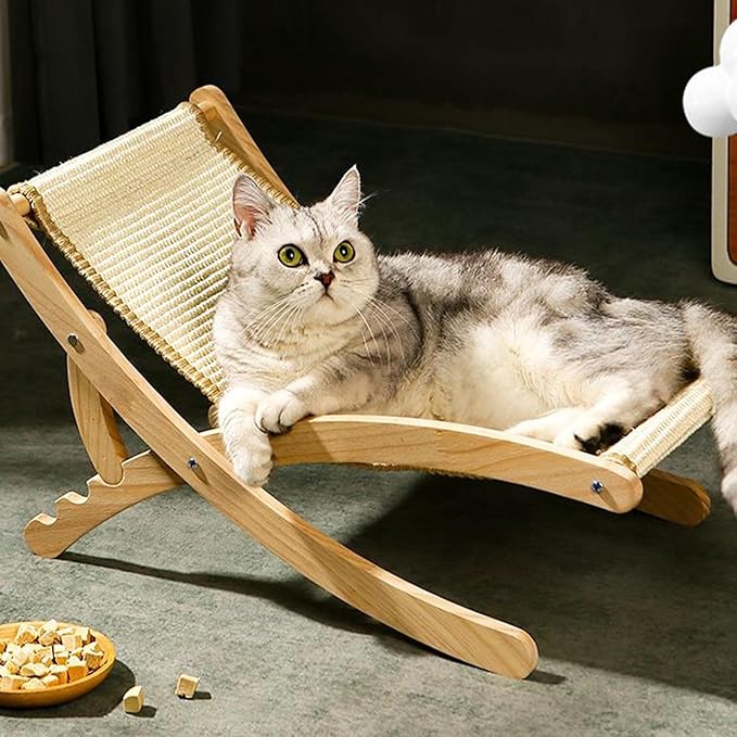 Foldable Cat Lounger - Adjustable Pet Chair, Space-Saving Foldable Bed for Cats, Comfortable Lounging and Resting Accessory, Portable Pet Furniture Tool for Travel Veterinary Bedroom Patio Living Room