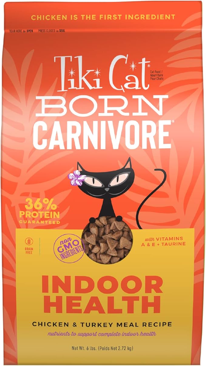 Tiki Cat Born Carnivore Indoor Health, Chicken & Turkey Meal, 6 lbs Bag