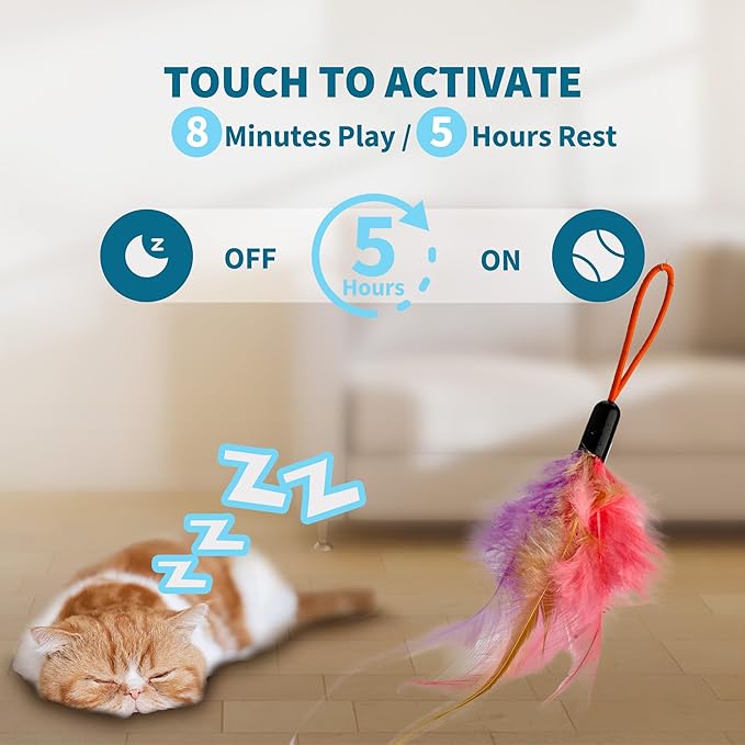 Smart Automatic Door Hanging Cat Toy for Indoor Cats - Electric Interactive Feather Wand, Mouse & Worm Set, 360° Rotating, Type-C Rechargeable, Quiet Self Play Enrichment for Bored Kittens