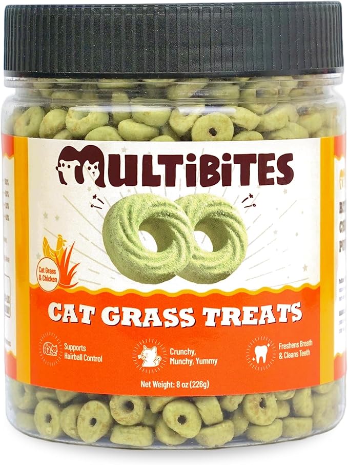 8 oz Cat Grass Treats Hairball Control Catnip Flavor Healthy Cat Snacks Training Biscuits Cat Treats