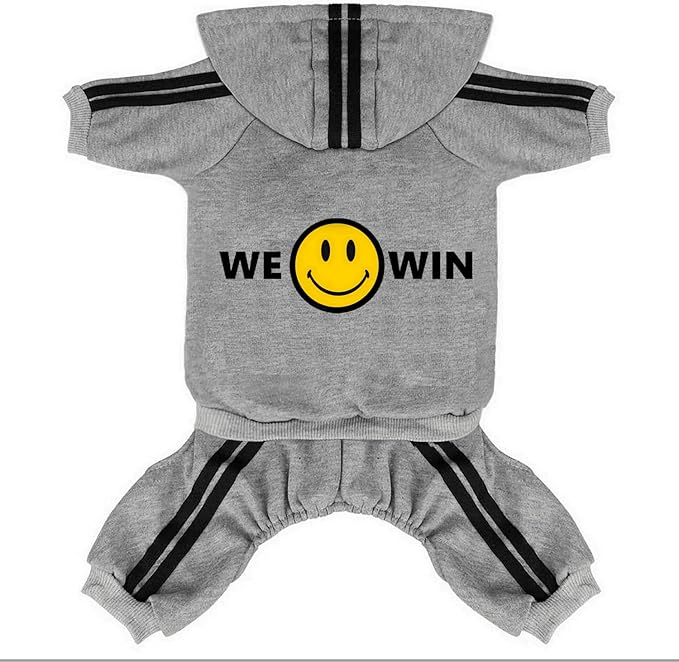Cute Dog Hoodie Sweater Tracksuit Coat Jacket Winter Pajamas Jumpsuit Clothes Clothing 4-Legs Grey for Cat Puppy Small Medium Big All Type Dogs (4X-Large)