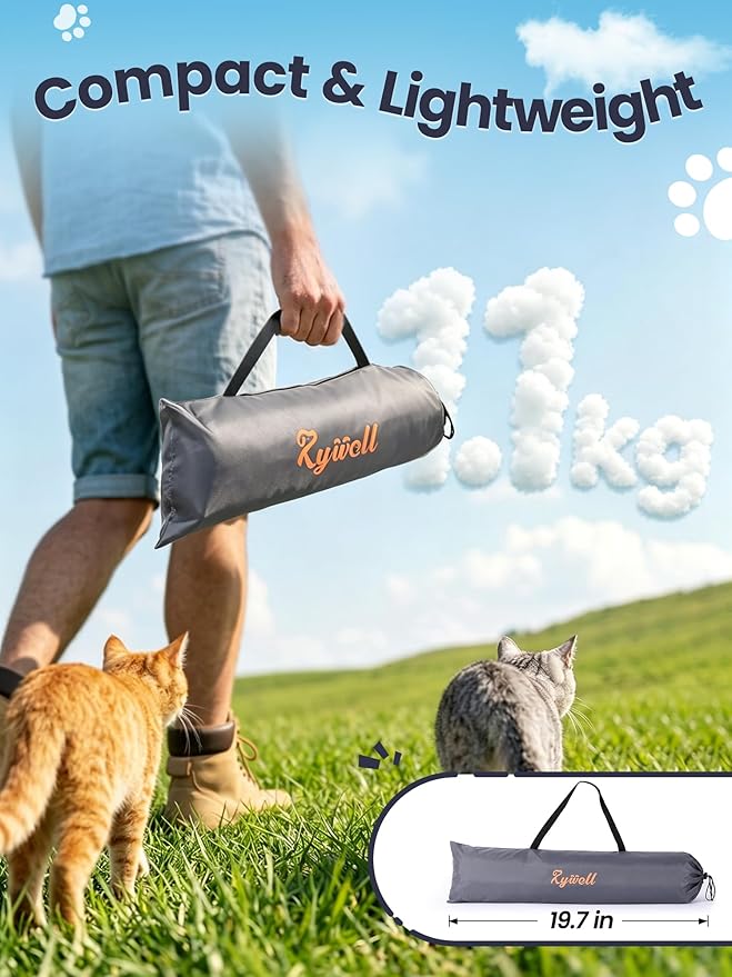 Medium Cat Catio Outdoor Cat Enclosure, 35.4" Pop-Up Catio for 1 Cat, Portable Cat Playpen Indoor Outdoor, Lightweight Travel Cat Tent with Sunshade, Foldable Cat Kennel for Balcony Camping