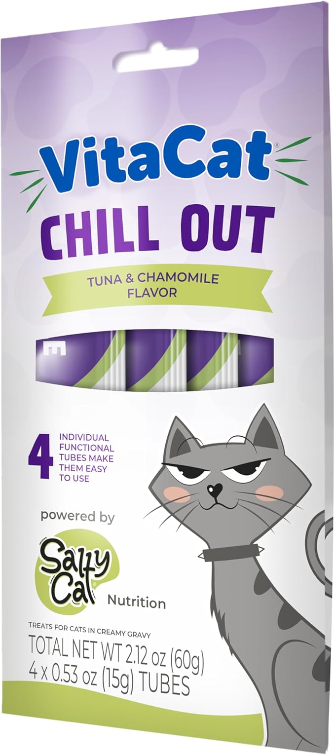 Salty Cat VitaCat Chill Out Natural Creamy Tuna & Pumpkin Functional Tube Treats for Cats, 15g (12 Pack)