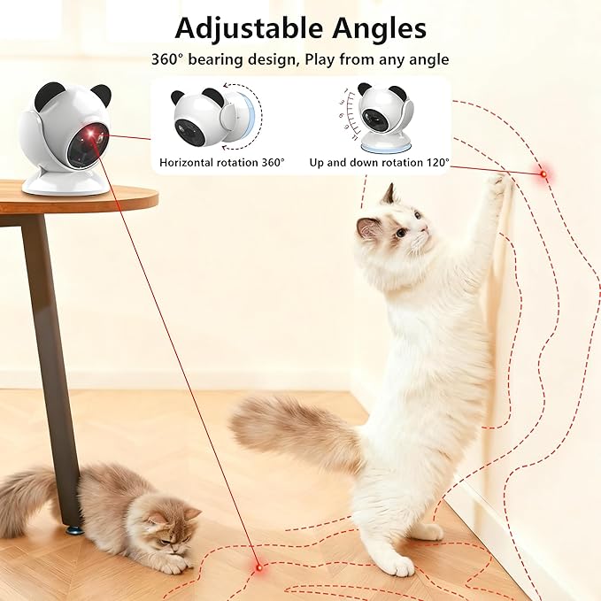 Wortade Automatic Cat Laser Toys for Indoor Cats, Laser Cat Toys for Bored Indoor Adult Cats, Interactive Cat Toy Rechargeable with Suction Cup, Place Anywhere