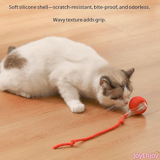 Interactive Cat Toy Ball Automatic Rolling Smart Cat Ball with Tail Motion Activated USB Rechargeable 3 Speed Modes Bird Chirping Durable Silicone Pet Toy for Indoor Cats Multiple Colors (Blue)