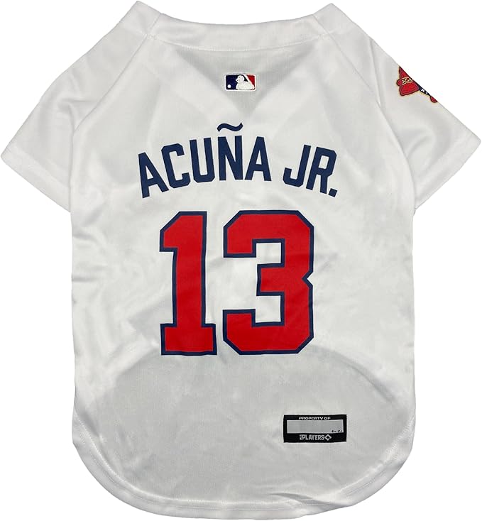 MLBPA - Ronald Acuna Jr. Ronald José Acuña Blanco Jr. #13 Pet Jersey - MLB Atlanta Braves Cat Mesh Jersey, Medium