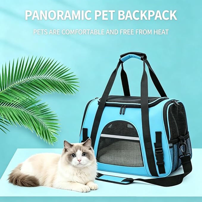 Cat Carriers, Dog Carriers, Pet Carriers – Airline-Approved Soft-Sided Bag for Cats & Small Dogs (Up to 15 lb), Foldable, Breathable Mesh, Privacy Cover, Washable & Lightweight