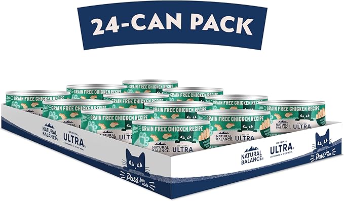 Natural Balance Original Ultra Grain Free Adult Wet Canned Cat Food, Chicken Recipe, 5.5 Ounce (Pack of 24)