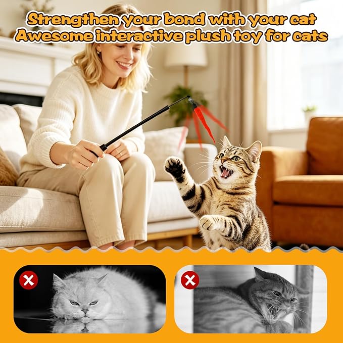 AKYZO 10Pcs Cat Worm Toy with 1Pcs String, Durable Interactive Teaser Refills for Cat Toys Kitten Toys, Cat Wand Attachements for Indoors and Outdoors Cats (10 Colors)