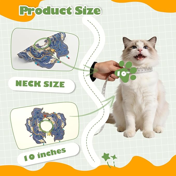 Blue Pet Bandana for Cats & Small Dogs – Irregular Embroidery Scarf, Metal Buckle, Unisex Dog Bandana & Cat Outfit for Wedding, Birthday, Holidays