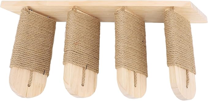Asixxsix Cat Wall Shelves, Pine Wood Construction Space Saving Cat Shelves, Wall Mounted Furniture with Scratch Post and Bed for Home Apartment (4 Tier)
