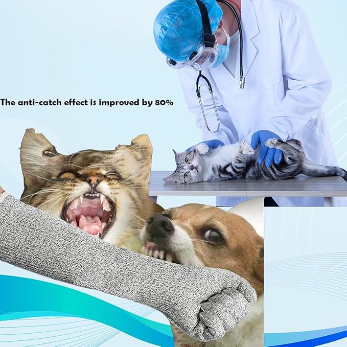 Pet Handling Gloves 16 Inch, Bite & Scratch Proof Arm Sleeves for Cat Grooming, Bathing and Nail Trimming, Long Protective Sleeves for Dogs, Vet Use, Animal Handling