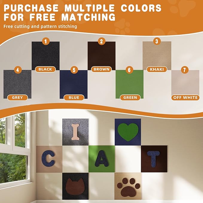 4pack Cat Scratch Couch Furniture and Wall Protector | Adhesive Cat Scratch Pad for Covering Cat Tower, DIY Climbing Cat Scratcher Couch Protector from Cat Claws Scratching (Khaki)