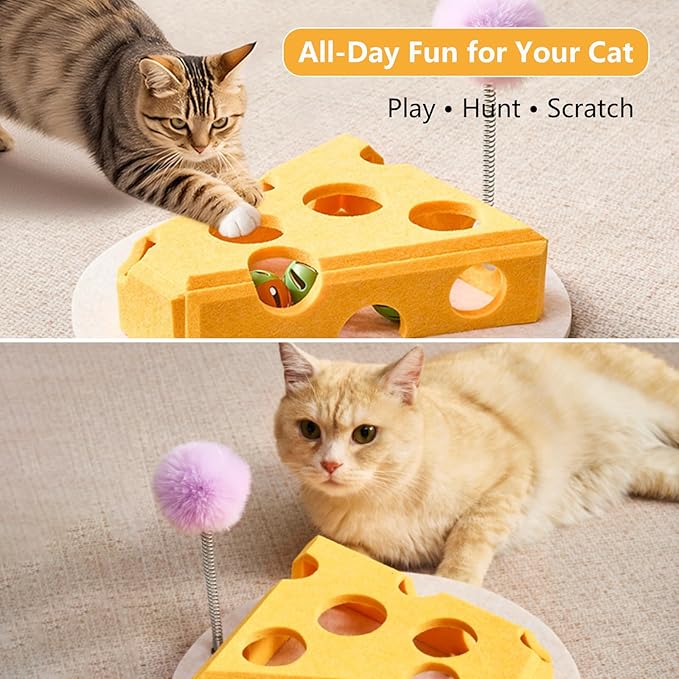 Interactive Cat Toy Puzzle Toys for Indoor Cats Felt Cat Scratcher Kitten Toys Pet Cat Games Self-Play Fun Exercise for Bored Adult Cats Encourages Hunting Instincts