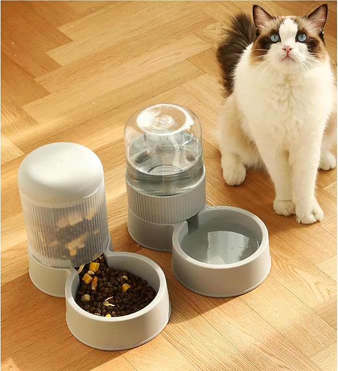 Automatic Cat Feeder and Cat Water Dispenser,Automatic Feeder and Water Dispenser 1 Gallon for Small Medium Big Dog Pets Puppy Kitten