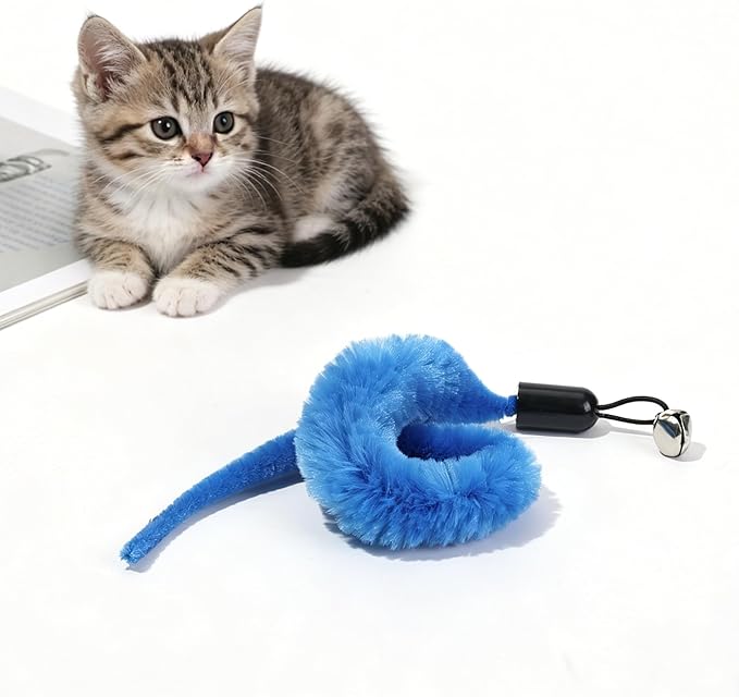 10PCS Cat Worm Toys, Colorful Interactive Cats Wand Attachment, Soft Worm Cat Toy for Teaser Play, Chase Exercise & Kitten Training