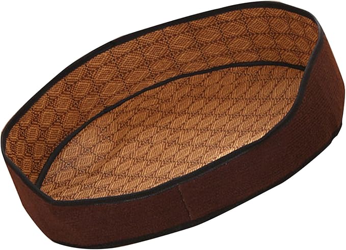 AYNEFY Cat Supplies Cat Bed Furniture Vine Woven Cat Dog Summer Mat with Removable Cooler for Indoor and Outdoor Use Pet Cooling Bed Washable Comfortable Cat Supplies (Coffee Color)