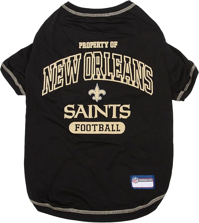 NFL New Orleans Saints Dog T-shirt X-Large. - Licensed Shirt for Pets Team Colored with Team Logos- Premium Stretchable Materials for the comfort of your Dog & Cat
