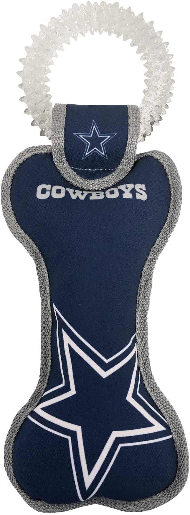 Pets First NFL Dallas Cowboys Dental Dog TUG Toy with Squeaker. Tough PET Toy for Healthy Fun, Teething & Cleaning Pet's Teeth & Gum., one Size, DAL-3310