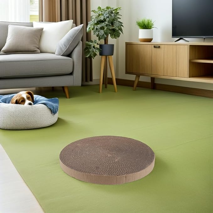 Outanaya Cat Bed Replacement Insert and Cat Scratching Replacement Pad 2pcs Round High-Density Corrugated Cardboard 34cm Diameter Sturdy Scratch Protector and Furniture