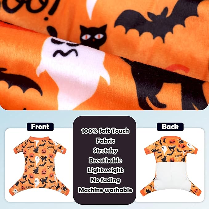 CuteBone Fleece Dog Halloween Pajamas Clothes Puppy Jammies Pet Apparel Cat Onesie for Chihuahua Yorkie Frenchies P309M