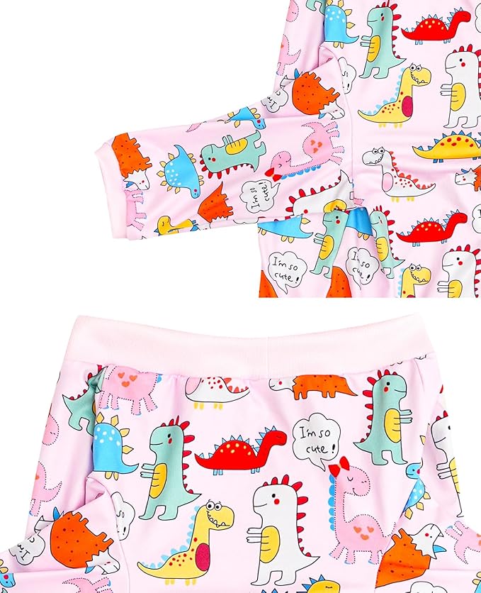 Dinosaur Dog T Shirts Cute Dinosaur Pattern Printed Apparel Shirt for Large Dogs Softable Stretchy Pet Clothes (XL, Pink Dinosaur)
