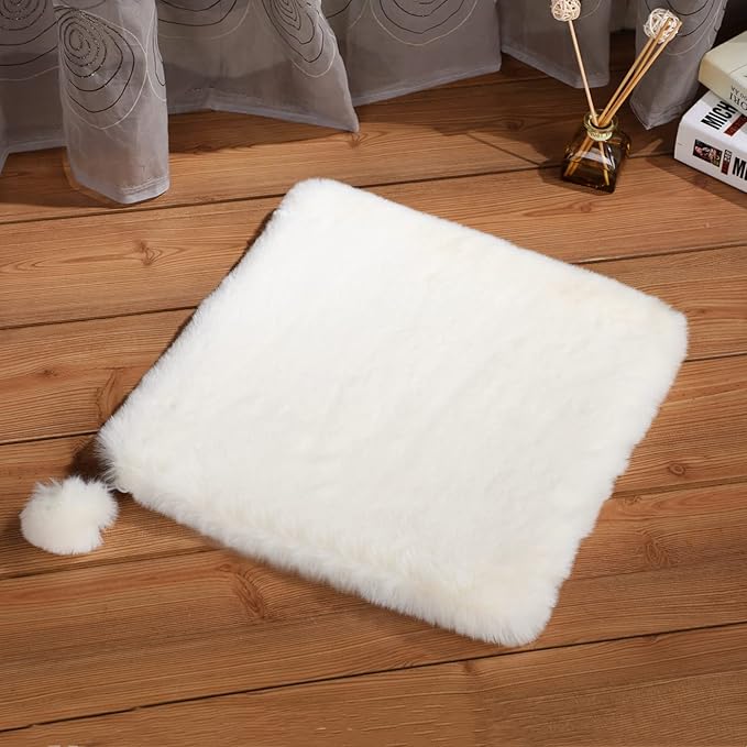 SHENGOCASE 2-Pack 10.6"x10.6" Square Faux Rabbit Fur Cat Dog Bed Cushion Pad Mat, Cat Tree Tower Replacement Cushion Pad for Window Perch Carrier House Cage Crate Kennel Furniture