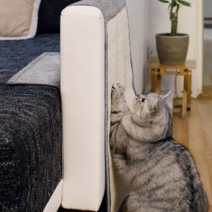 Navaris Cat Scratch Mat Sofa Protector - Natural Sisal Furniture Protector Scratching Pad for Cats - Scratch Carpet for Bed, Chair