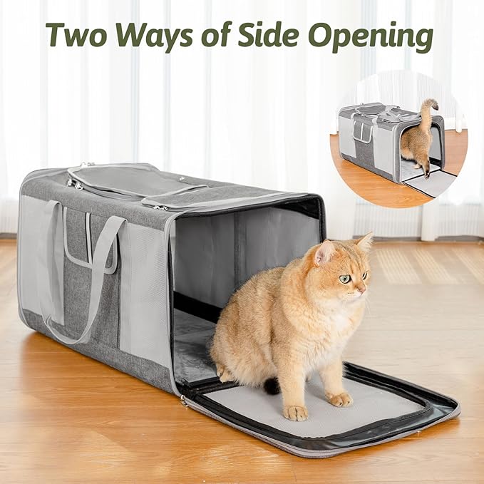 Sedioso Extra Large Cat Carrier for 2 Cats, 24x14x16in Pet Carriers for Cat and Dog Up to 40lbs, All-Sided Large Mesh Cat Carrier with Great Ventilation, Portable Soft Sided Pet Carriers for Traveling