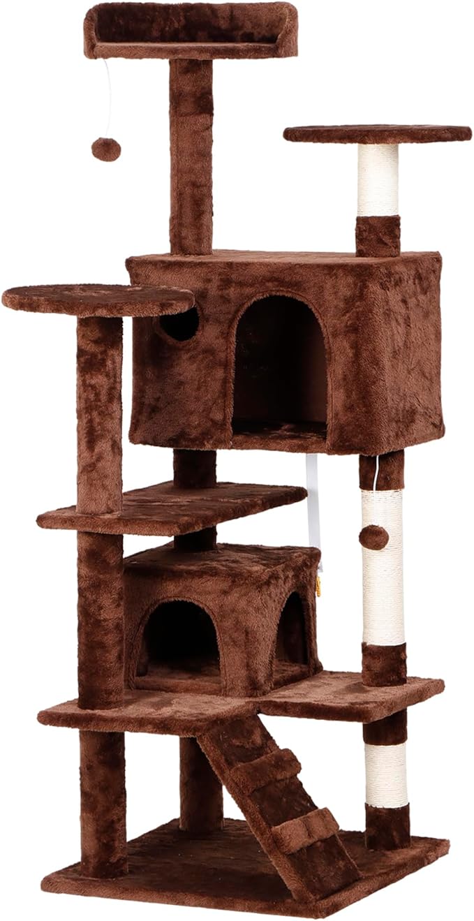 54-Inch Cat Tree Multi-Level Condo Tower Bed Furniture Kitten Play House with Scratching Posts